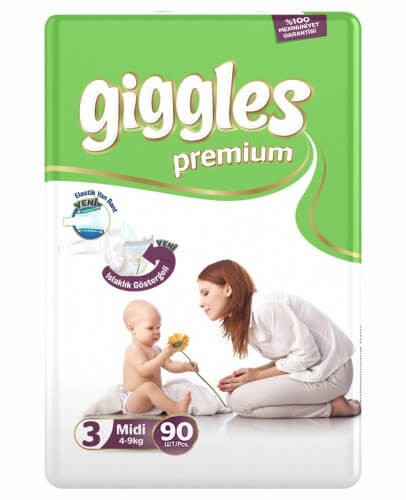 ПОДГУЗНИКИ ДЕТСКИЕ «GIGGLES PREMIUM» (90 шт.) 3-й РАЗМЕР