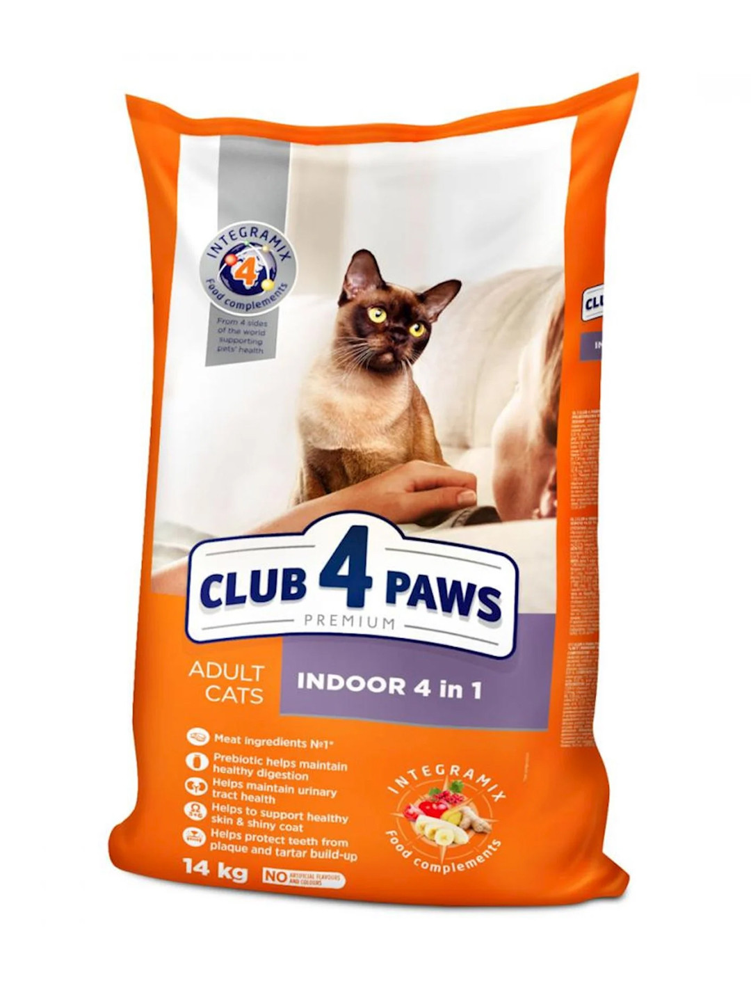 Сухой корм Club 4 Paws Premium для взрослых кошек живущих в помещении, 14г