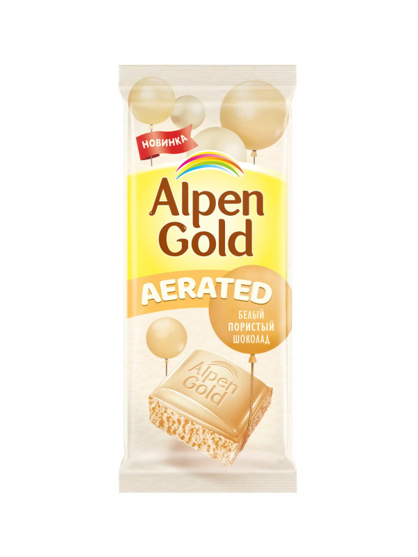 Плиточный шоколад "Alpen Gold- Aerated" пористый Белый шоколад, 80 гр