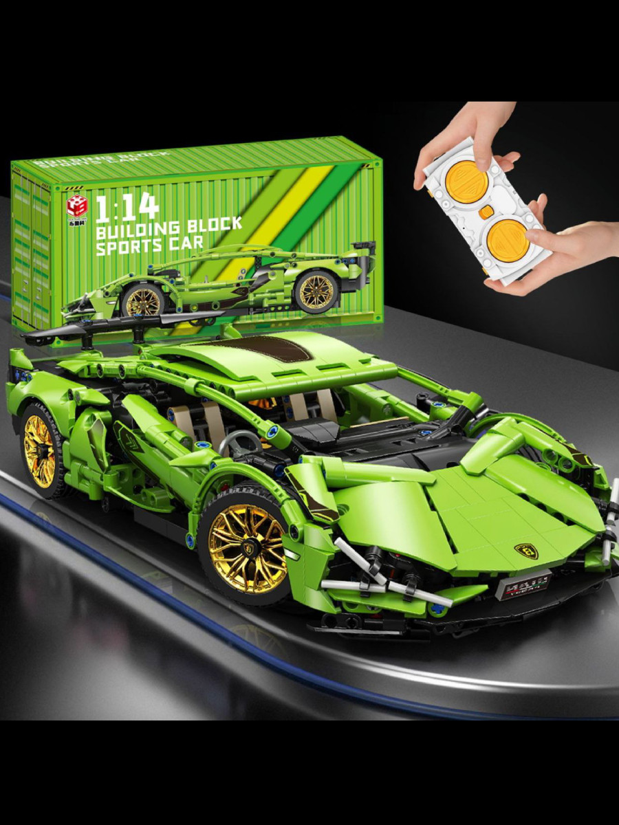 Конструктор спорткар 1:14 — зелёный гоночный автомобиль