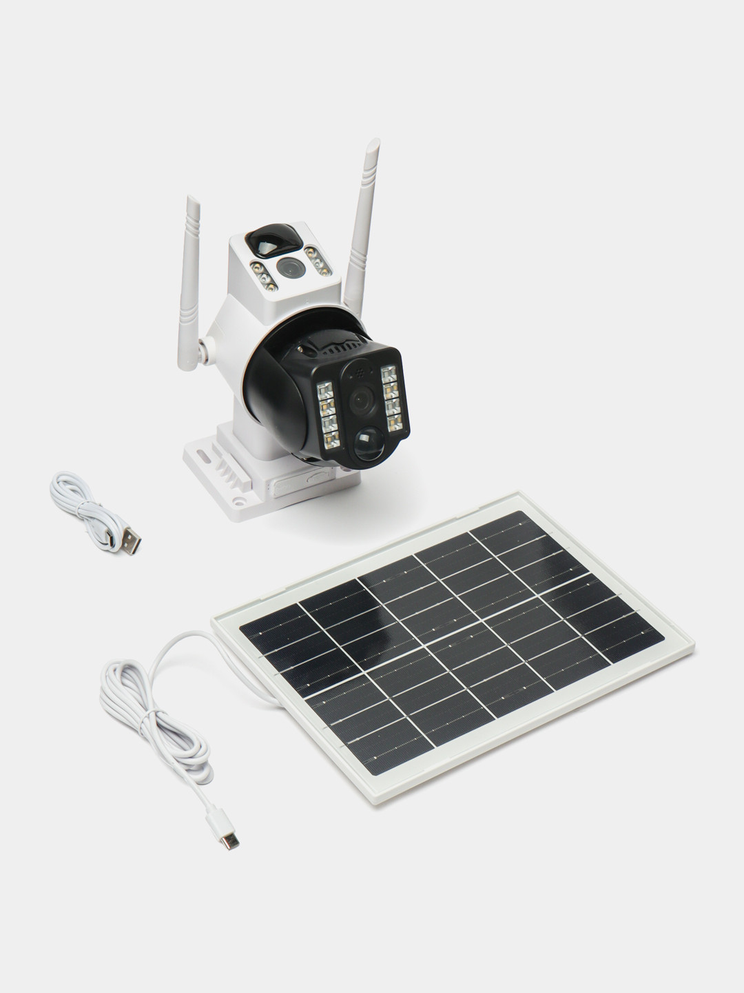 Уличная камера видеонаблюдения на солнечной батарее, 4G, 4+4 МП dual cam