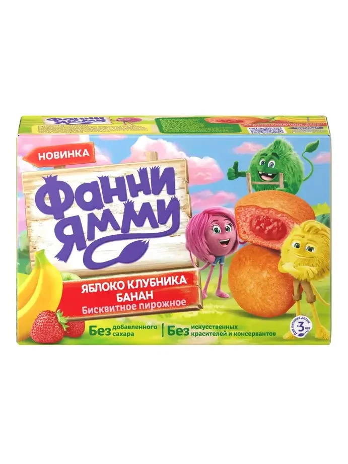 Бисквит "Фанни ямми" яблоко клубника банан 100 гр