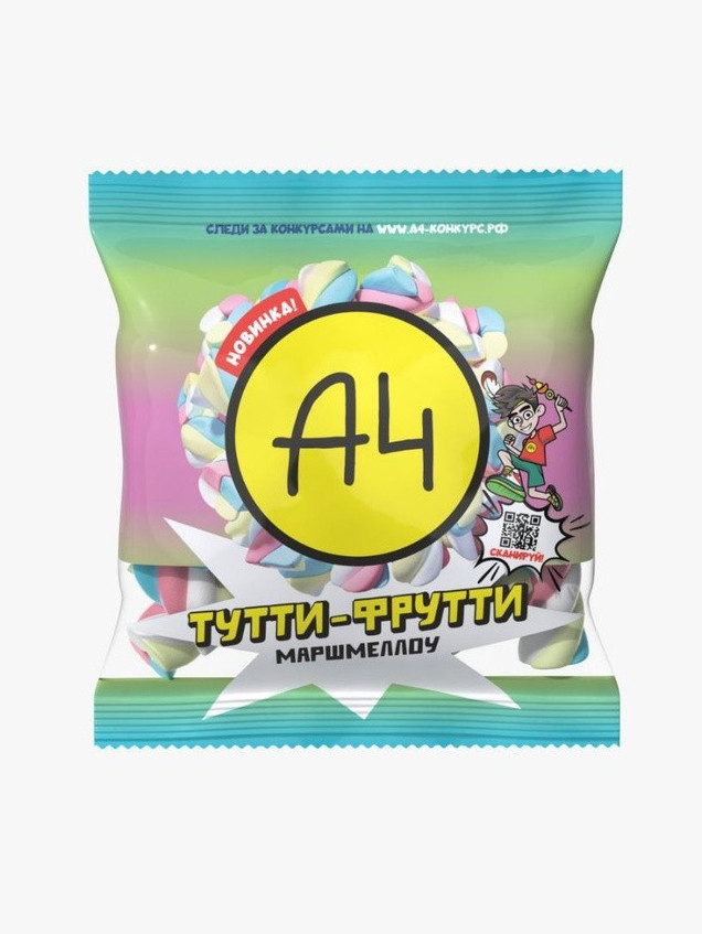 Маршмеллоу "А4" Тутти - Фрутти, 70 гр