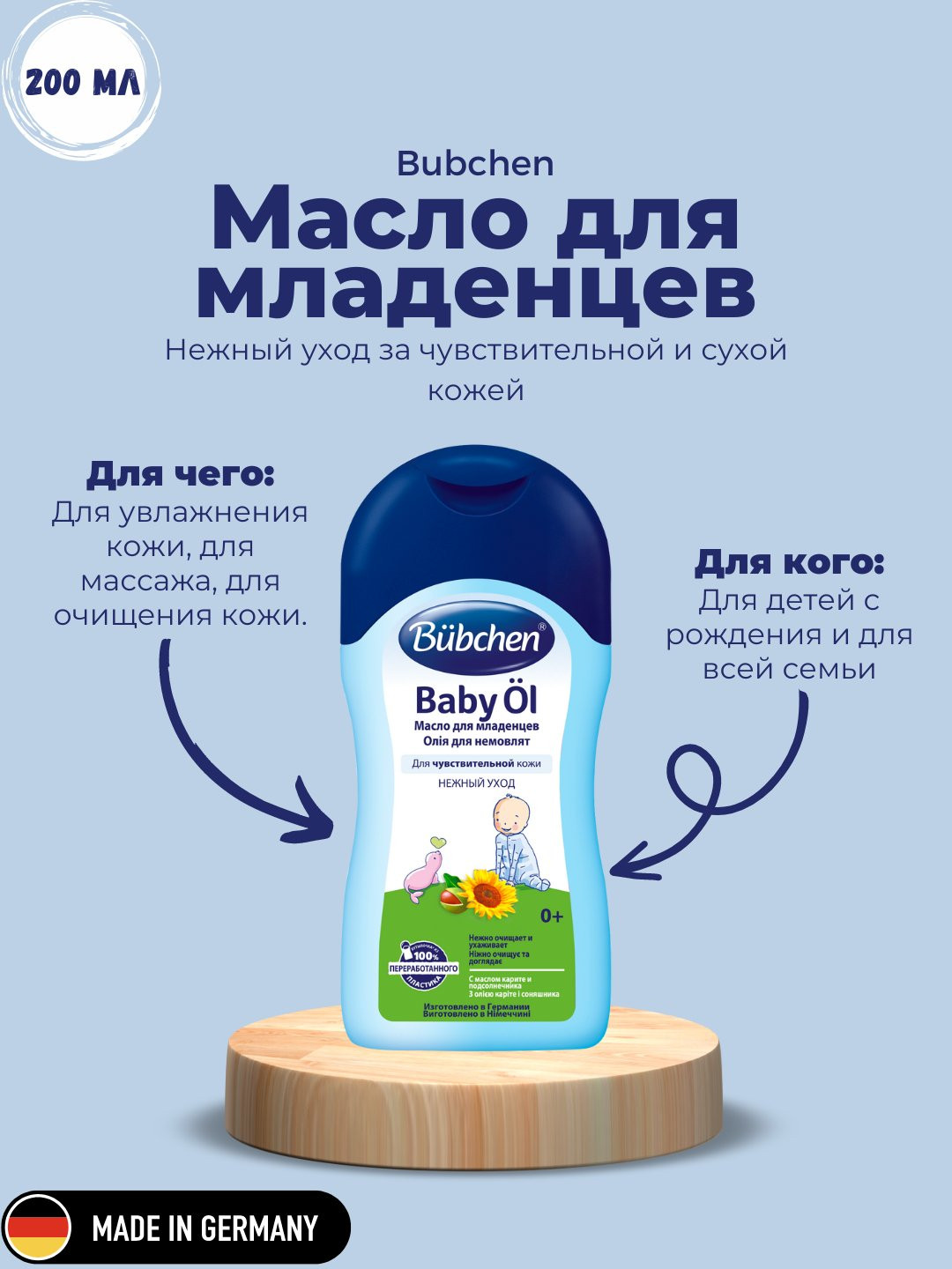 Масло для младенцев Bubchen нежный уход 200мл
