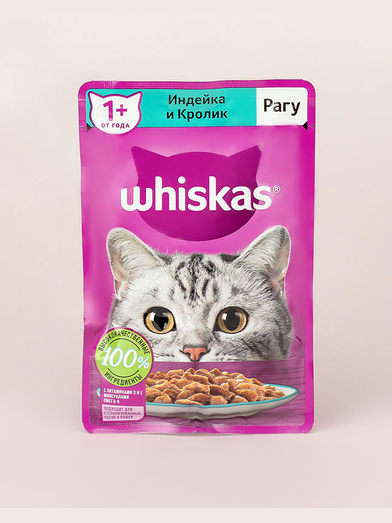 Whiskas индейка и кролик рагу 75 гр