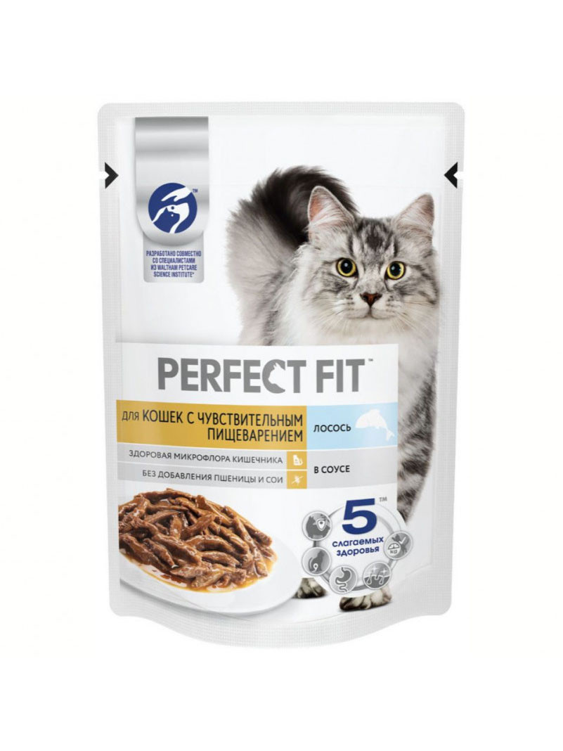 Корм для кошек Perfect fit лосось с соусе 75 гр