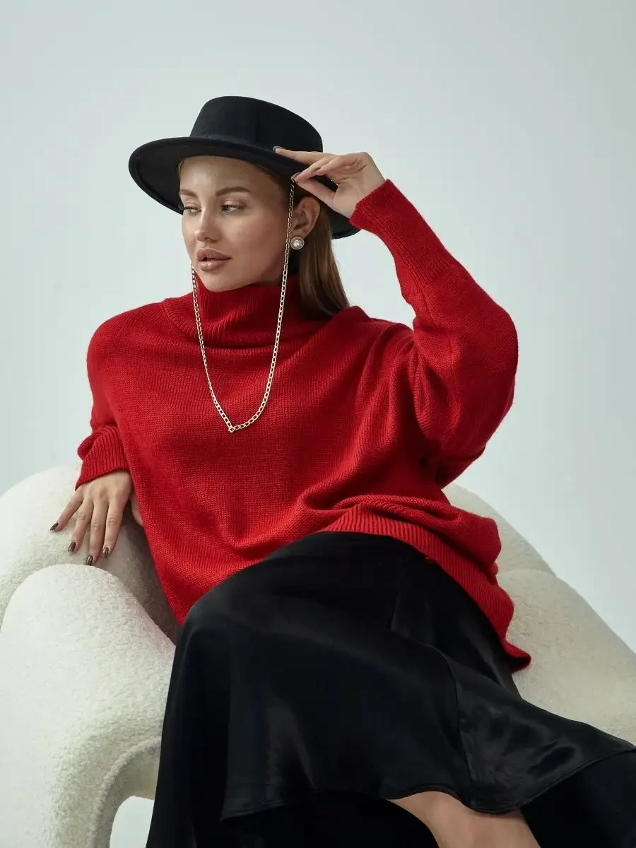 Свитер вязаный удлиненный оверсайз