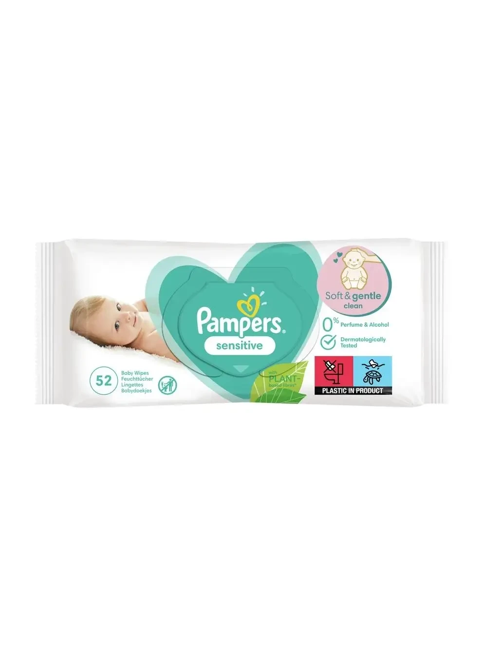 Влажные салфетки Pampers sensitive 52шт