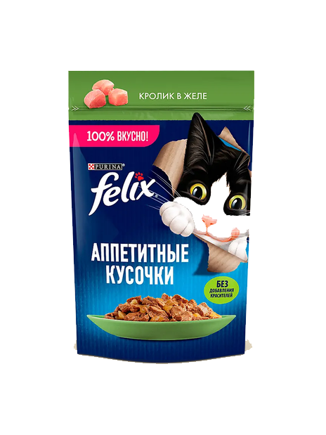 Корм для кошек Felix Аппетитные Кролик в желе 75 гр