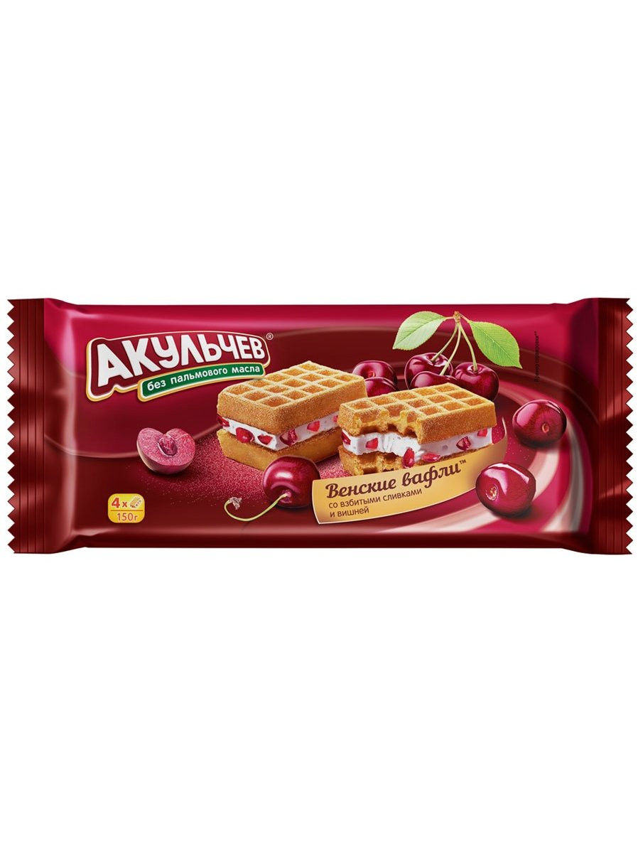 Венские вафли "Акульчев" с вишней, 150 гр