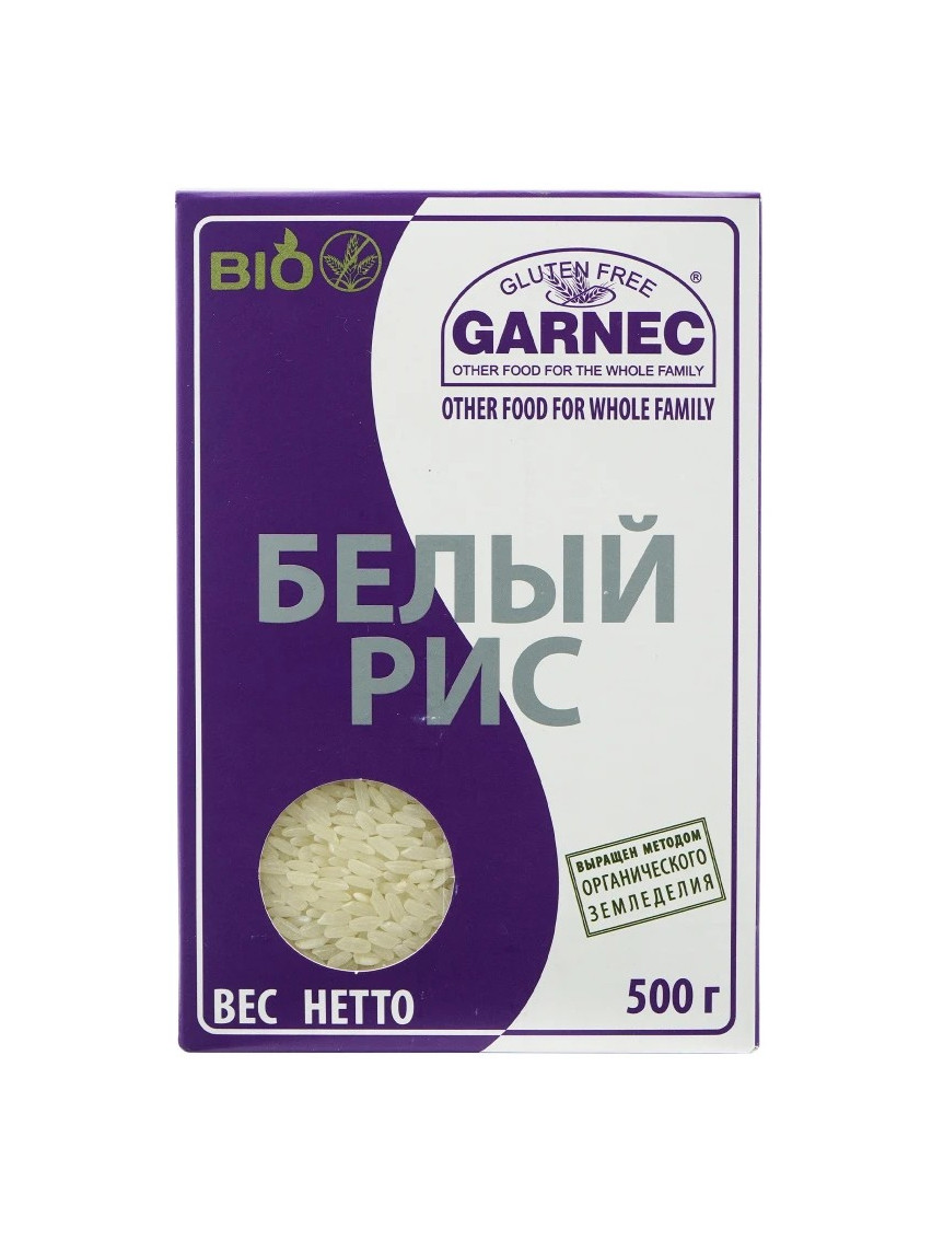 Белый рис «Garnec» (без глютена), 500 г