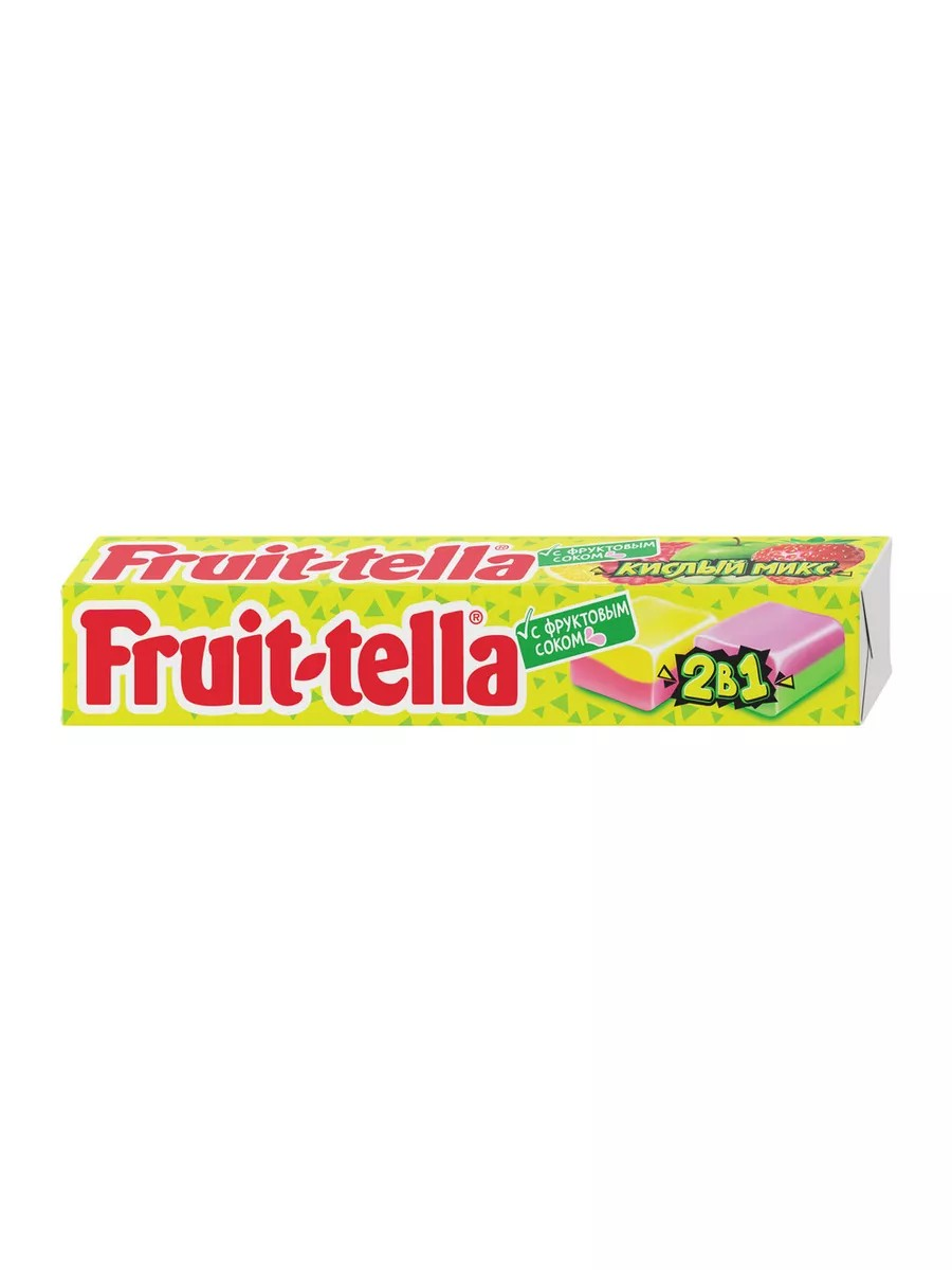 Жевательные конфеты "Fruit-tella" Кислый микс 2 в 1, 41 гр