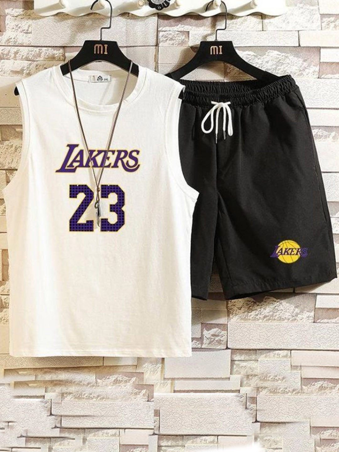 Мужской спортивный комплект Lakers: майка без рукавов + шорты