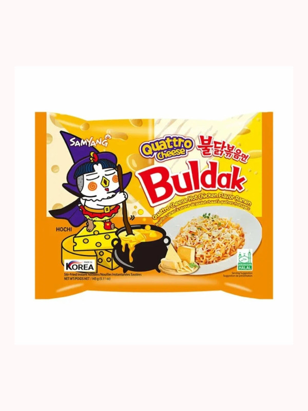 Быстрозавариваемая лапша "Samyang Buldak Quattro Cheese" с Сыром, 145 г