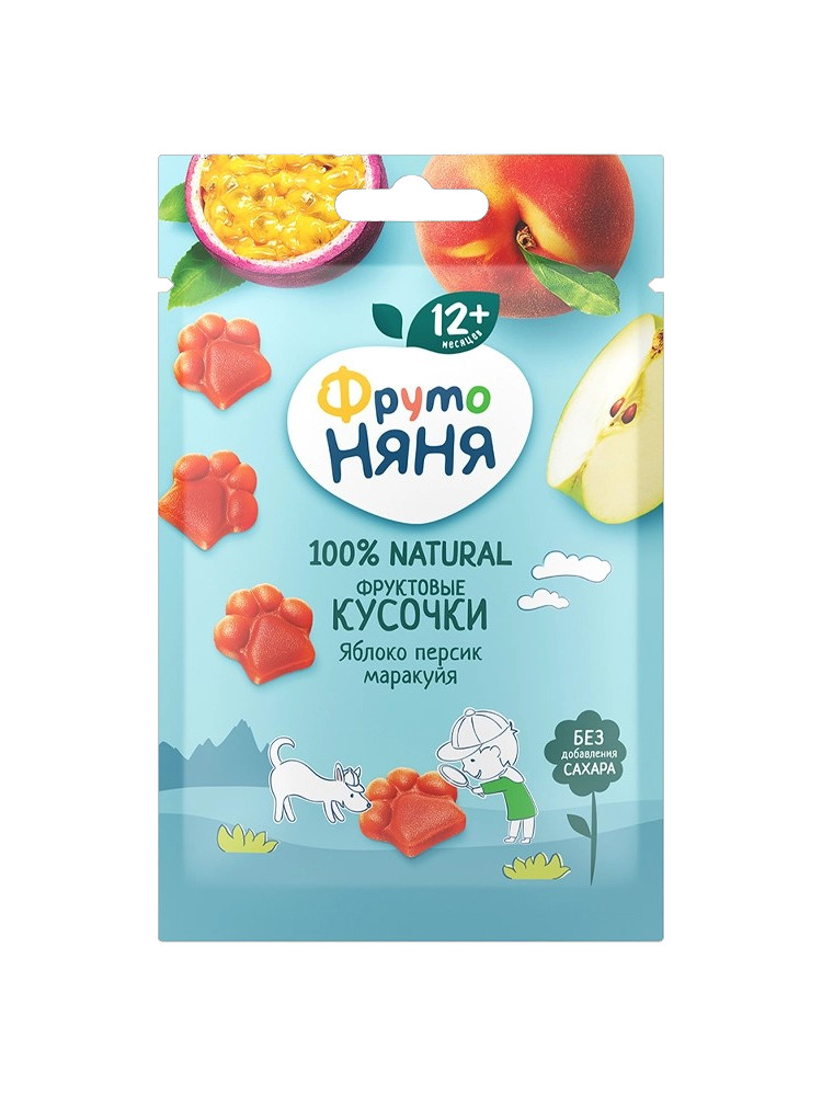 Фруктовые кусочки "Фруто Няня" Яблоко, Персик и Маракуйя, 15гр