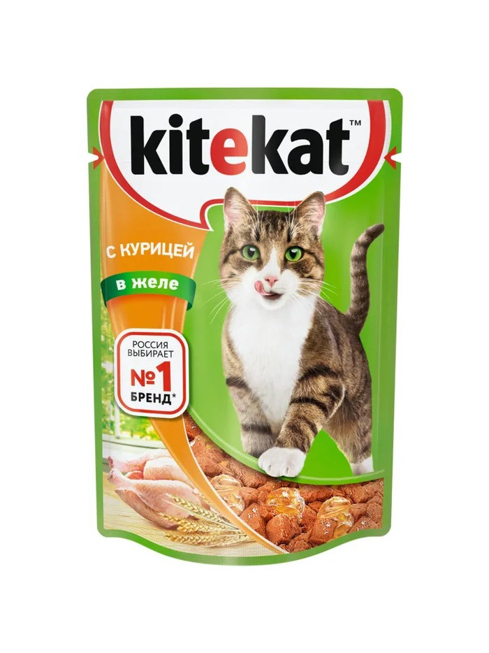 Корм для кошек "Kitekat" с курицей в желе, 85 гр