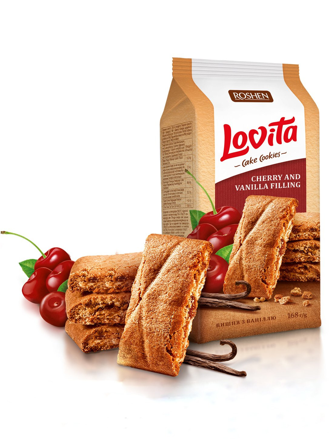 Печенье "Roshen" Lovita Вишня- Ваниль, 168 гр