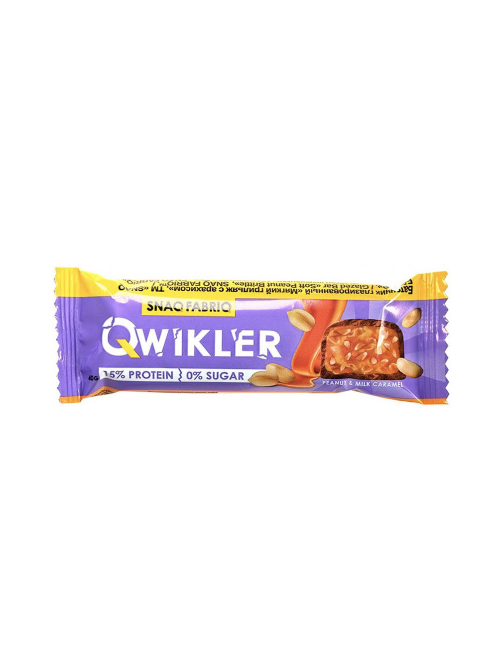Батончик Protein "Qwikler" Peanut & milk caramel15% 40 гр.