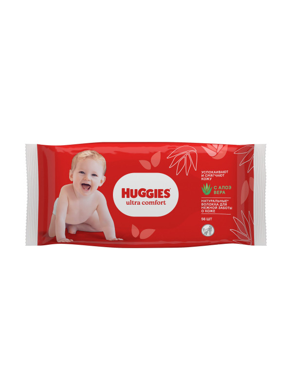 Влажные салфетки Huggies ultra comfort с алоэ вера 56шт