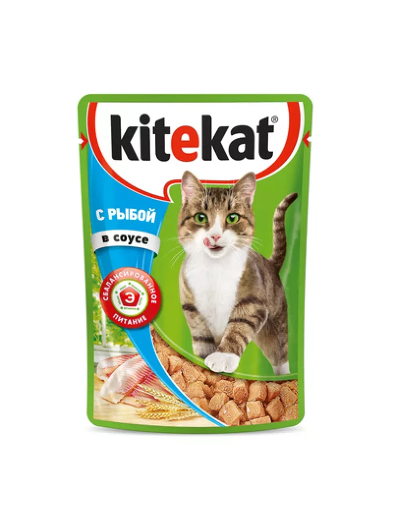 Корм для кошек Kitekat с рыбой в соусе 85гр