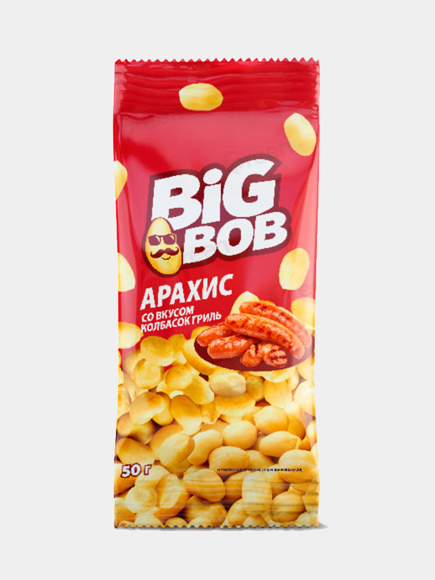 Арахис "BIG BOB" Со вкусом колбасок гриль 50гр.