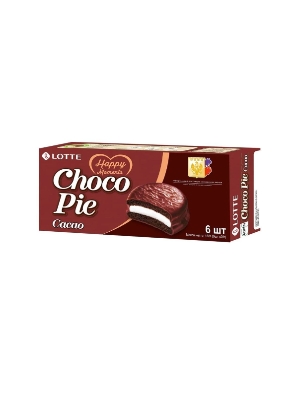 Бисквит Lotte "Choco Pie" со вкусом Какао 6 шт (168 гр)