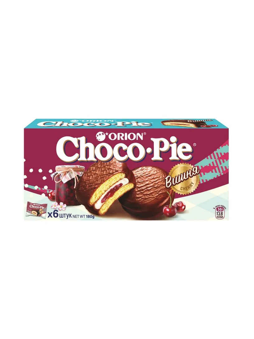 Бисквит ORION "Choco Pie" cо вкусом Вишни 6 шт (180 гр)