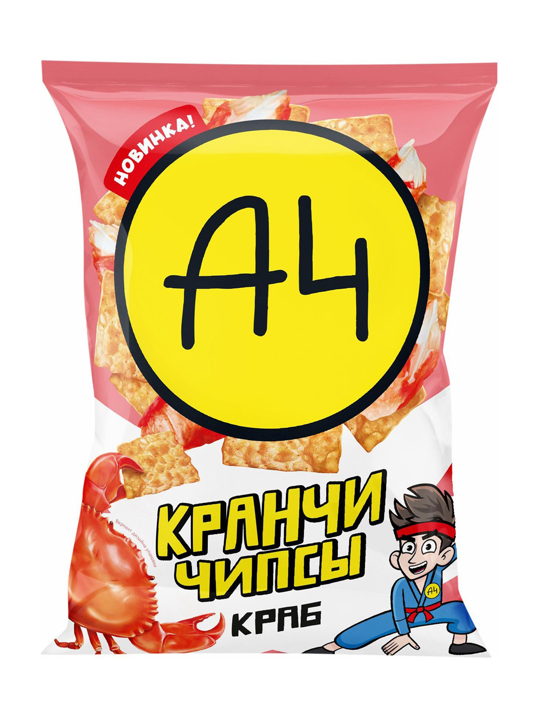 Чипсы кранчи А4 со вкусом краба, 80 г