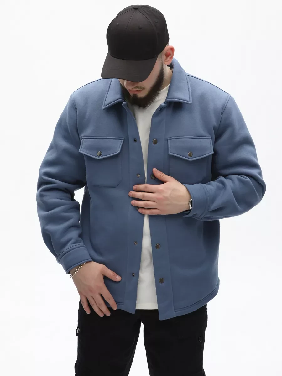 Куртка рубашка оверсайз верхняя одежда осенняя с начесом